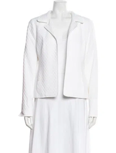 Pre-owned Nina Mclemore Patterned Blazer In White