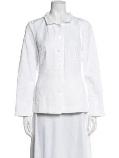 Pre-owned Nina Mclemore Patterned Blazer In White