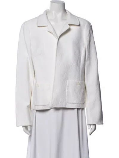 Pre-owned Nina Mclemore Patterned Blazer In White