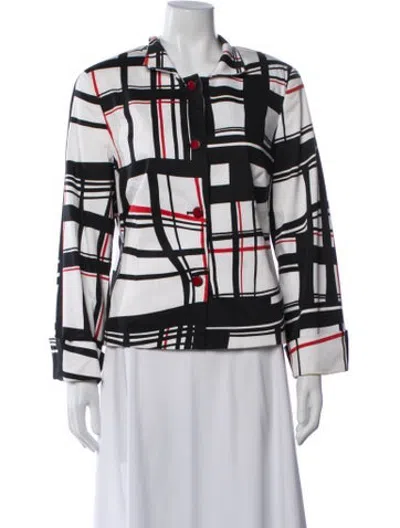 Pre-owned Nina Mclemore Plaid Print Blazer In Black