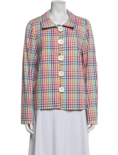 Pre-owned Nina Mclemore Plaid Print Blazer In Multi