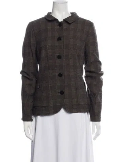 Pre-owned Nina Mclemore Plaid Print Blazer In Multicolor