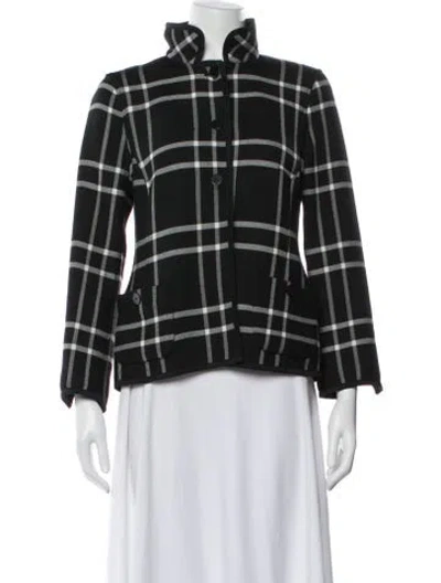 Pre-owned Nina Mclemore Plaid Print Jacket In Black