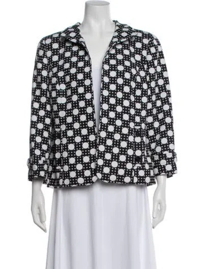 Pre-owned Nina Mclemore Polka Dot Print Blazer In Black/white