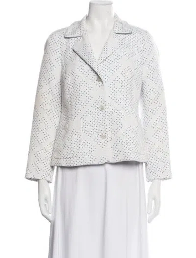 Pre-owned Nina Mclemore Polka Dot Print Jacket In Blue/white