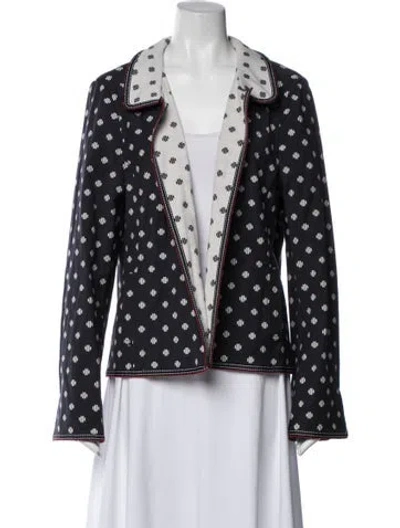 Pre-owned Nina Mclemore Printed Blazer In Blue