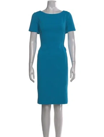 Pre-owned Nina Mclemore Scoop Neck Knee-length Dress In Blue