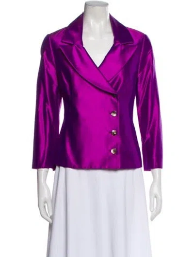 Pre-owned Nina Mclemore Silk Blazer In Purple