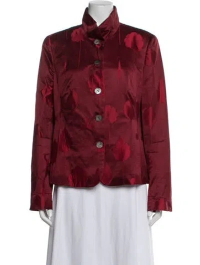 Pre-owned Nina Mclemore Silk Floral Print Jacket In Red