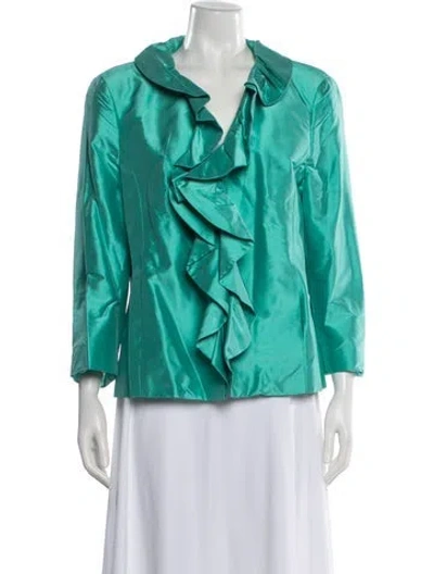 Pre-owned Nina Mclemore Silk Jacket In Blue