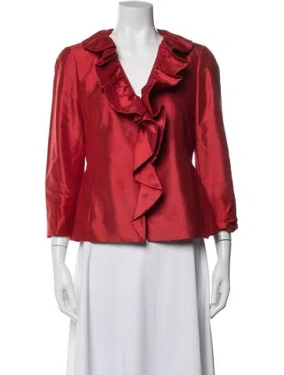 Pre-owned Nina Mclemore Silk Jacket In Red