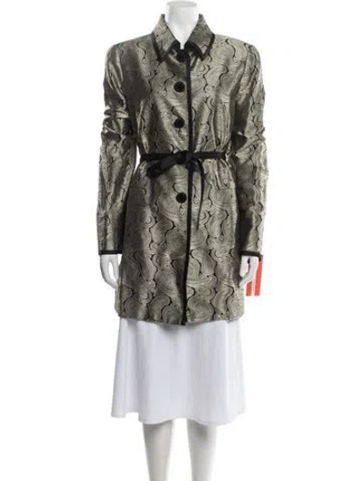 Pre-owned Nina Mclemore Silk Paisley Print Coat In Metallic