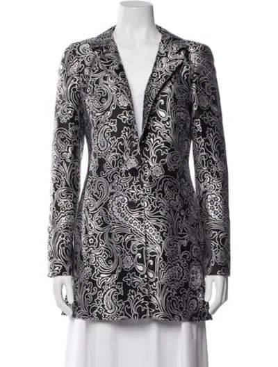 Pre-owned Nina Mclemore Silk Paisley Print Coat In Multicolor