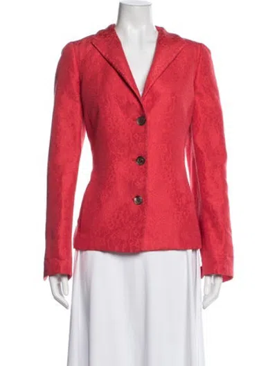 Pre-owned Nina Mclemore Silk Patterned Blazer In Pink