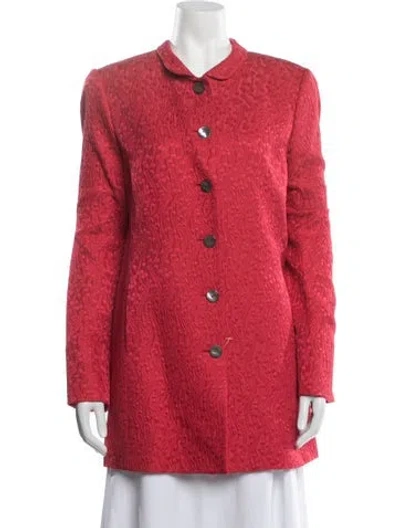 Pre-owned Nina Mclemore Silk Patterned Coat In Red