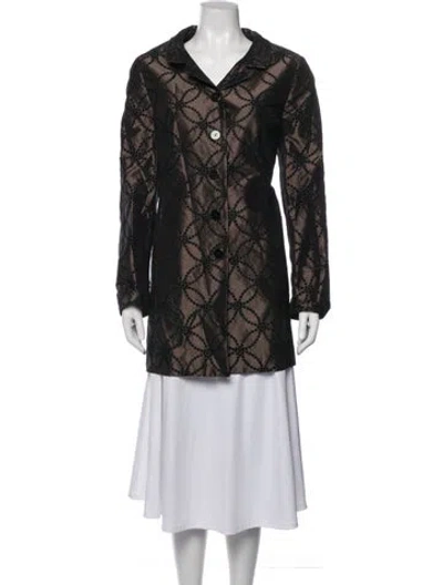 Pre-owned Nina Mclemore Silk Patterned Jacket In Black