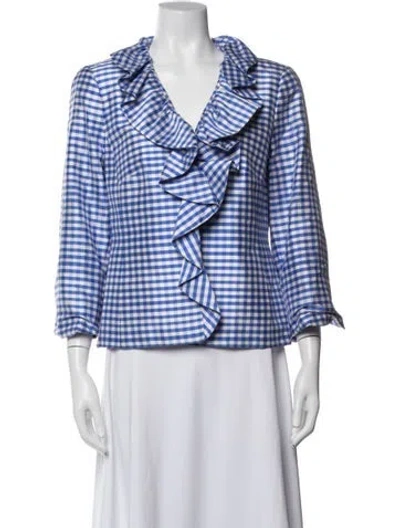 Pre-owned Nina Mclemore Silk Plaid Print Jacket In Multi