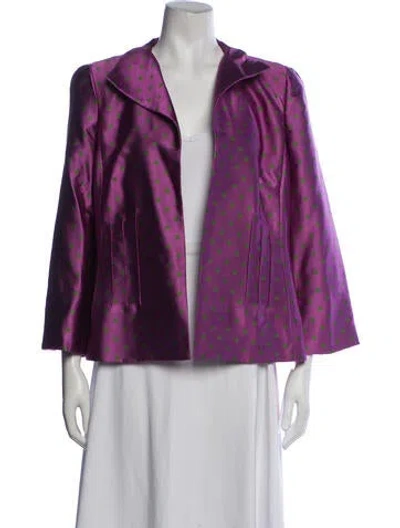 Pre-owned Nina Mclemore Silk Polka Dot Print Jacket In Purple