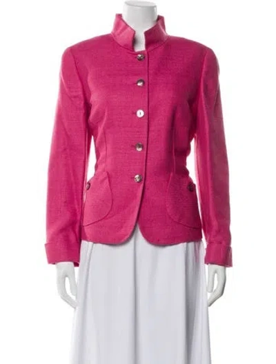 Pre-owned Nina Mclemore Silk Tweed Pattern Evening Jacket In Pink
