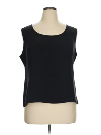 Pre-owned Nina Mclemore Sleeveless Silk Top Black Scoop Neck Tops