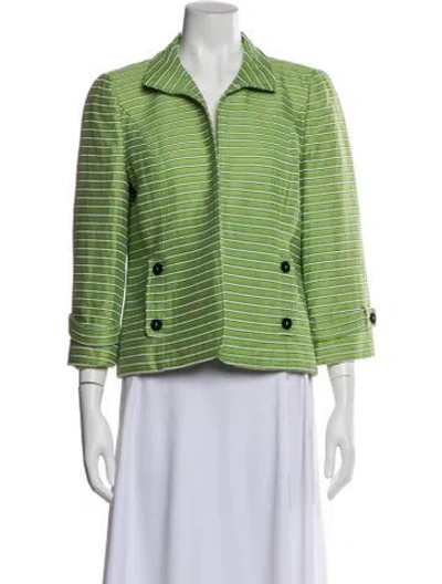 Pre-owned Nina Mclemore Striped Blazer In Green