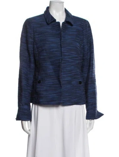 Pre-owned Nina Mclemore Striped Evening Jacket In Blue