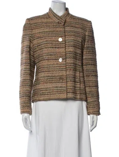 Pre-owned Nina Mclemore Striped Jacket In Brown