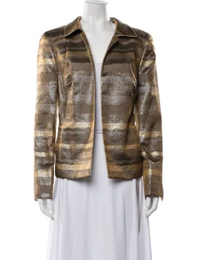 Pre-owned Nina Mclemore Striped Jacket In Brown
