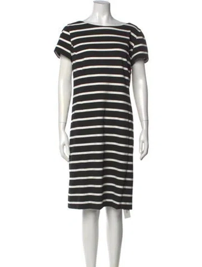 Pre-owned Nina Mclemore Striped Knee-length Dress In Black