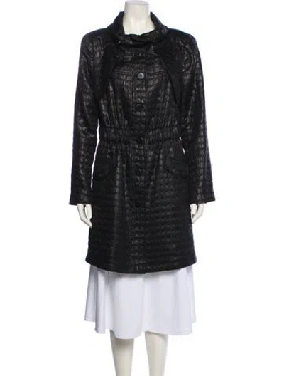 Pre-owned Nina Mclemore Trench Coat In Black