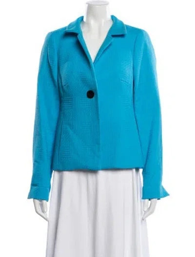 Pre-owned Nina Mclemore Tweed Pattern Blazer In Blue