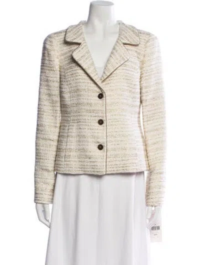Pre-owned Nina Mclemore Tweed Pattern Blazer In Neutral