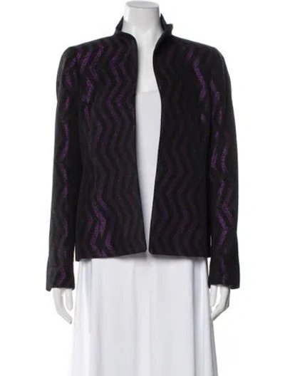 Pre-owned Nina Mclemore Tweed Pattern Evening Jacket In Black