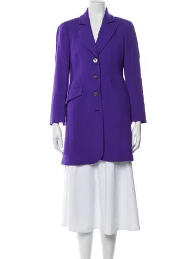 Pre-owned Nina Mclemore Virgin Wool Blazer In Purple
