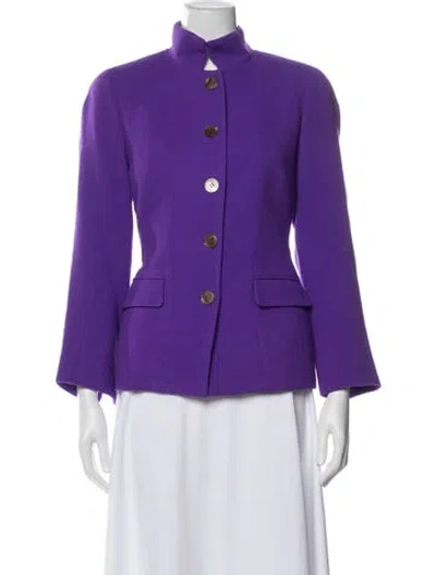 Pre-owned Nina Mclemore Virgin Wool Blazer In Purple