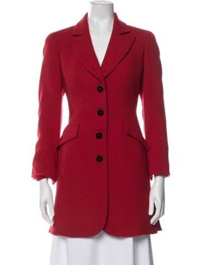 Pre-owned Nina Mclemore Virgin Wool Blazer In Red