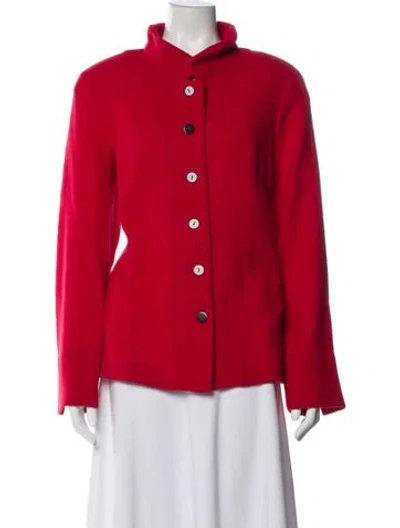 Pre-owned Nina Mclemore Virgin Wool Evening Jacket In Red