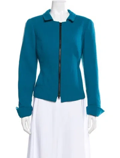 Pre-owned Nina Mclemore Virgin Wool Jacket In Blue