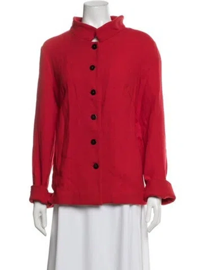Pre-owned Nina Mclemore Virgin Wool Jacket In Red