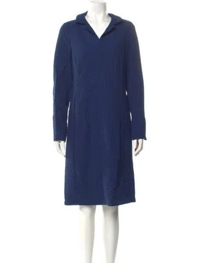 Pre-owned Nina Mclemore V-neck Knee-length Dress W/ Tags In Blue