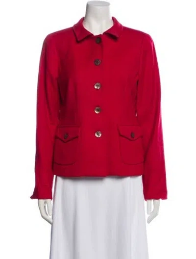 Pre-owned Nina Mclemore Wool Blazer In Red