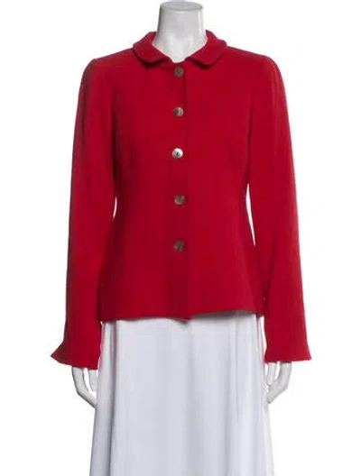 Pre-owned Nina Mclemore Wool Blazer In Red