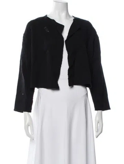 Pre-owned Nina Mclemore Wool Open Front Sweater In Black
