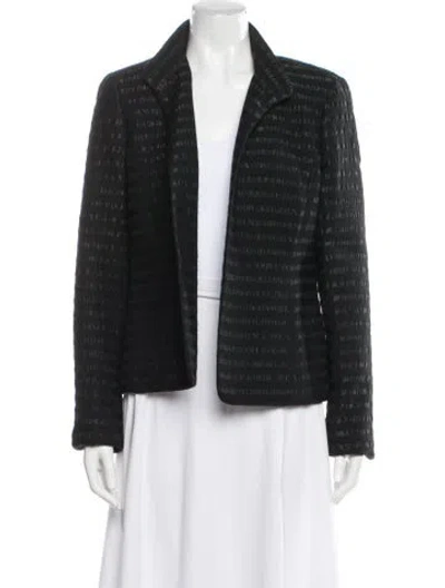 Pre-owned Nina Mclemore Wool Striped Blazer In Black