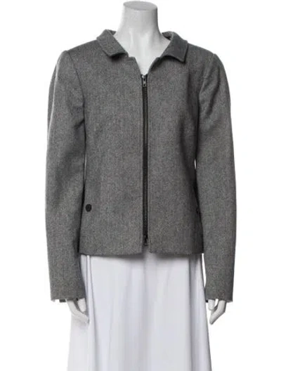 Pre-owned Nina Mclemore Wool Tweed Pattern Jacket In Gray