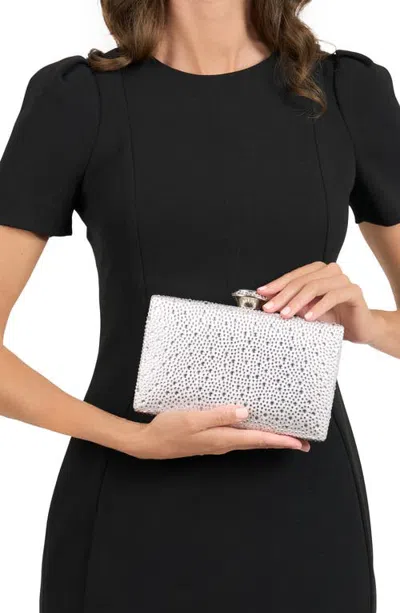 Nina Melanie Crystal Clutch In Silver