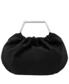 Nina Metal Handle Satin Pouch Bag In Black