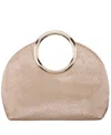 Nina Metal Handles Embossed Snake Hobo Bag In Matte Gold