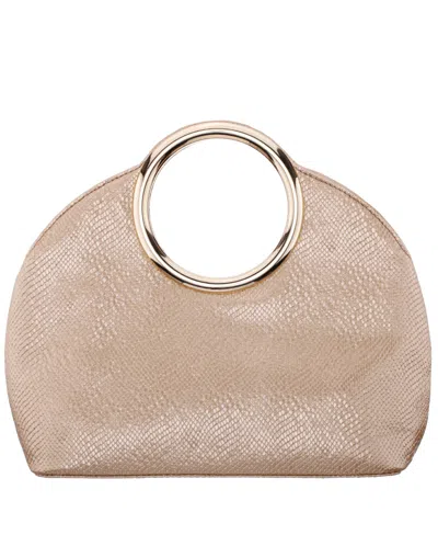 Nina Metal Handles Embossed Snake Hobo Bag In Matte Gold
