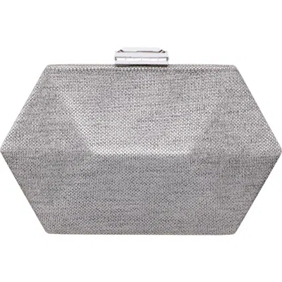 Nina Metallic Hex Minaudiere In Silver